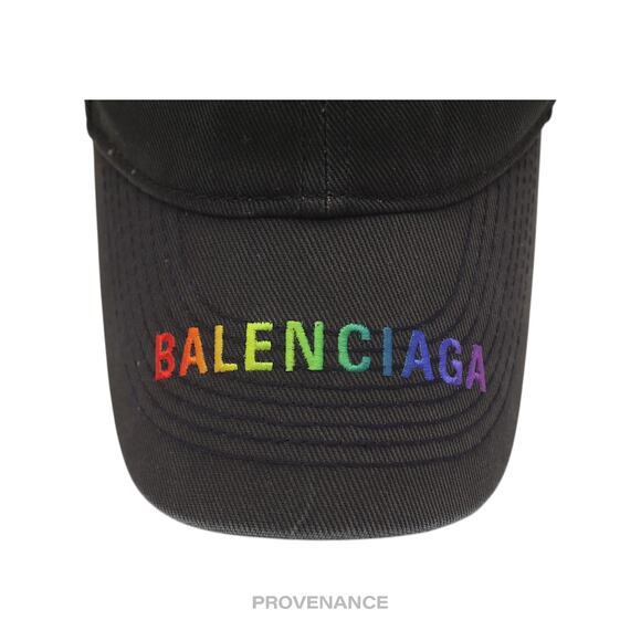 🔴 Balenciaga Embroidered Rainbow Logo Cap - Washed Black - Picture 7 of 12